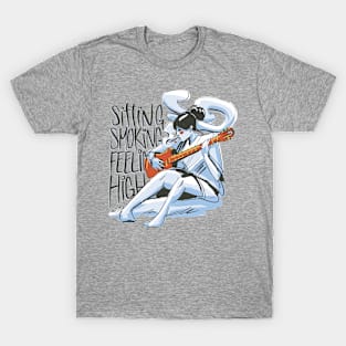 Japanese Woman Smoking Playing Guitar T-Shirt